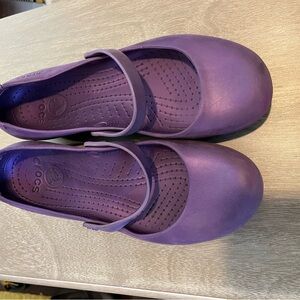 CROCS Purple Mary Jane Flats with Strap